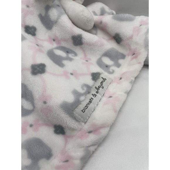 Blankets and Beyond Lovie Elephant White Gray Pink - Picture 3 of 7